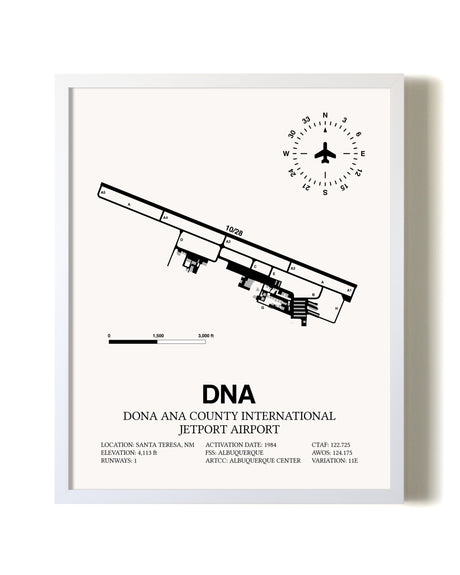 Dona Ana County International Jetport Airport airport map poster in oak frame