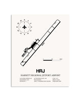 Gray Harnett Regional Jetport Airport framed poster displayed in an airplane hangar