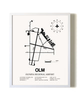 Olympia Regional Airport airport map poster in oak frame