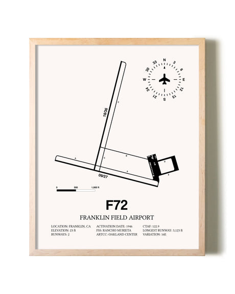 Franklin Field Airport framed wall art in white frame