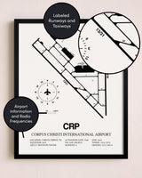 Framed Corpus Christi International Airport layout wall art poster