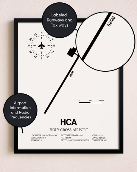 Framed Holy Cross Airport layout wall art poster