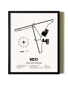 Framed Midland Airpark wall art poster in black frame