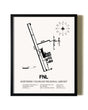 Framed Northern Colorado Regional Airport wall art poster in black frame