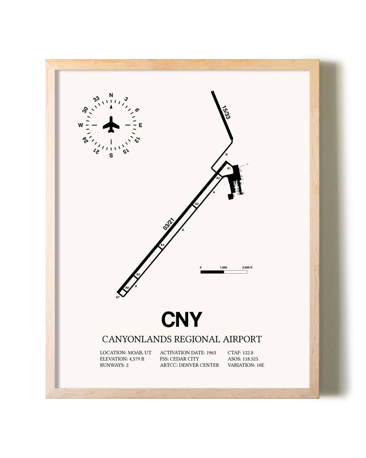 Canyonlands Regional Airport framed wall art in white frame
