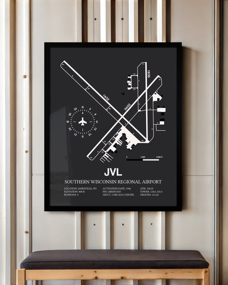 Frame color options for Southern Wisconsin Regional Airport Wall Art