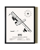 Framed St. Cloud Regional Airport wall art poster in black frame