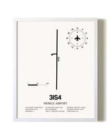Merkle Airport airport map poster in oak frame