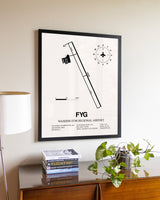 Washington Regional Airport aviation wall décor in black wood frame