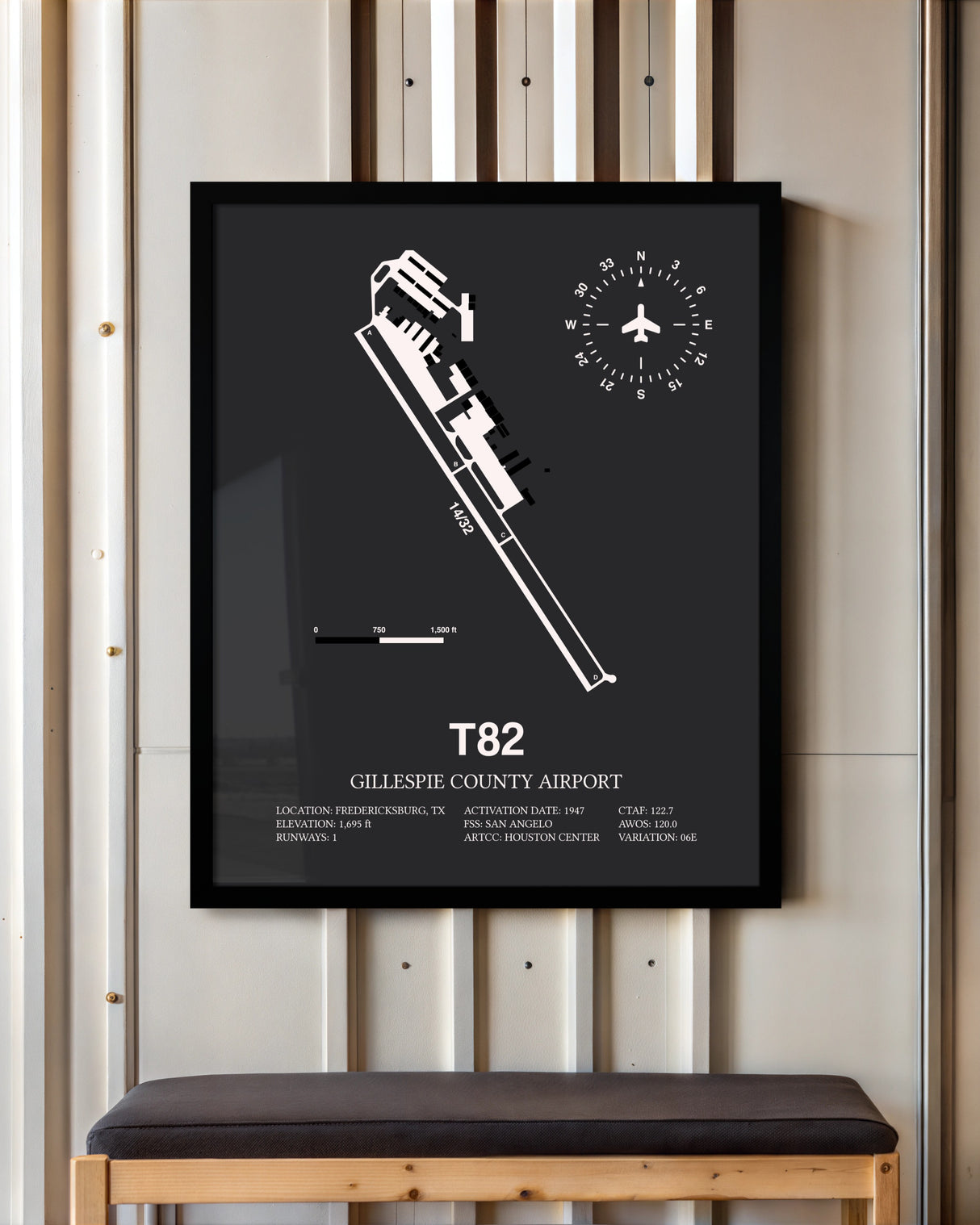 Frame color options for Gillespie County Airport Wall Art