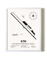 Ketchikan International Airport airport map poster in oak frame