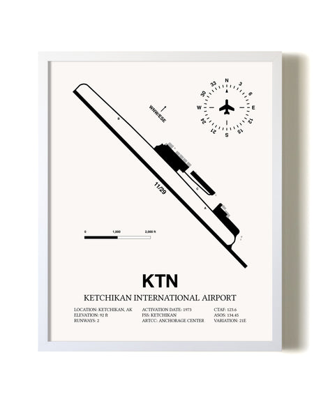 Ketchikan International Airport airport map poster in oak frame
