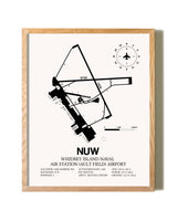 Whidbey Island Naval Air Station (Ault Field) Airport framed print in natural wood frame