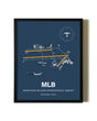 Framed Melbourne Orlando International Airport wall art poster in black frame
