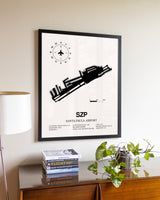 Santa Paula Airport aviation wall décor in black wood frame