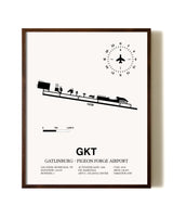 Gatlinburg-Pigeon Forge Airport aviation print in walnut frame