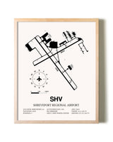 Shreveport Regional Airport framed wall art in white frame