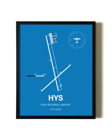Sky Blue Hays Regional Airport aviation wall décor in black wood frame