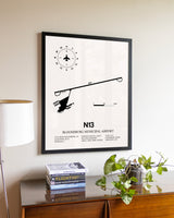 Bloomsburg Municipal Airport aviation wall décor in black wood frame