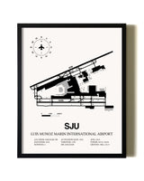 Framed Luis Munoz Marin International Airport wall art poster in black frame