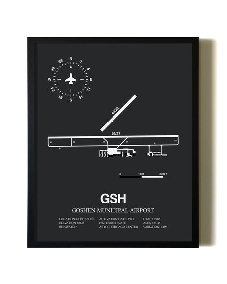 Unframed Goshen Municipal Airport map print poster