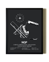 Unframed Corpus Christi Naval Air Station (Truax Field) Airport map print poster
