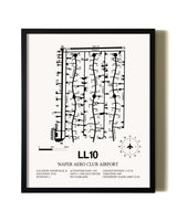 Framed Naper Aero Club Airport wall art poster in black frame