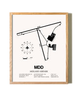 Midland Airpark framed print in natural wood frame