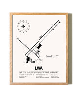 South Haven Area Regional Airport framed print in natural wood frame