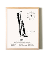 Renton Municipal Airport framed wall art in white frame
