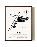 Watsonville Municipal Airport aviation print in walnut frame
