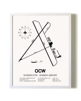 Washington-Warren Airport airport map poster in oak frame