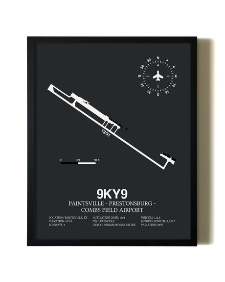 Unframed Paintsville-Prestonsburg - Combs Field Airport map print poster