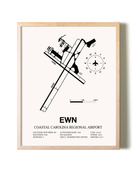Coastal Carolina Regional Airport framed wall art in white frame