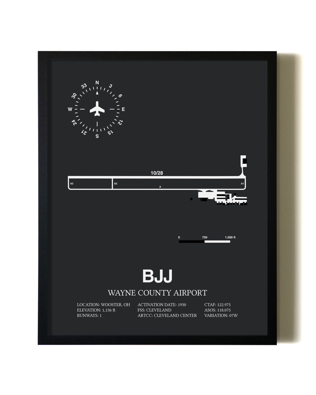 Unframed Wayne County Airport map print poster