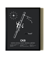 Unframed North Central West Virginia Airport map print poster