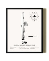 Framed Mineola Airport - Wisener Field wall art poster in black frame