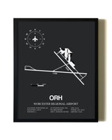 Unframed Worcester Regional Airport map print poster