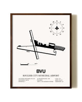 Boulder City Municipal Airport aviation print in walnut frame
