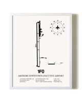 Ardmore Downtown Executive Airport airport map poster in oak frame