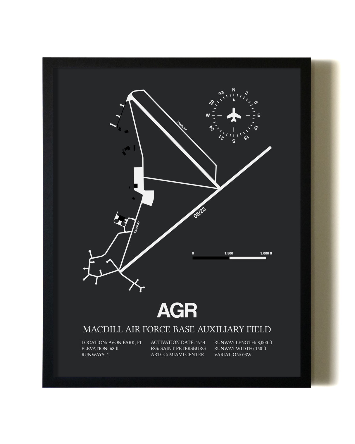 Unframed MacDill Air Force Base Auxiliary Field map print poster