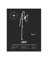 Gray Framed Cherokee County Regional Airport layout wall art poster