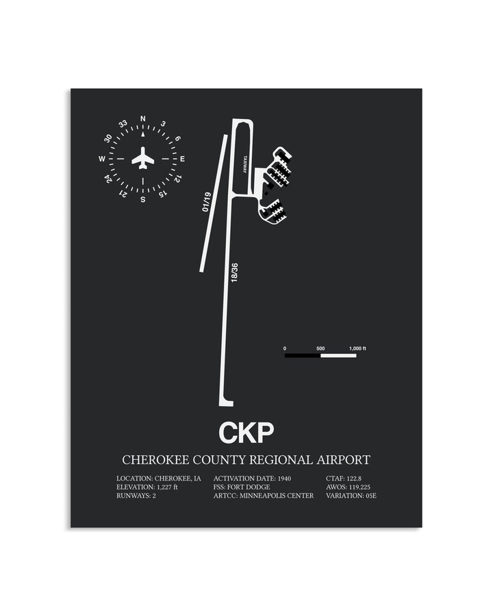 Gray Framed Cherokee County Regional Airport layout wall art poster