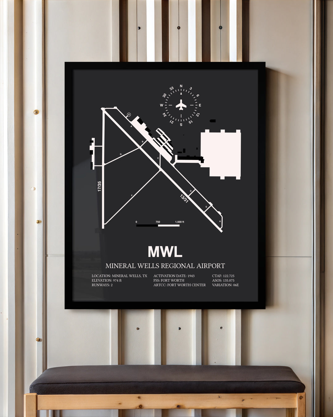 Frame color options for Mineral Wells Regional Airport Wall Art