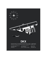 Gray Framed Knoxville Downtown Island Airport layout wall art poster