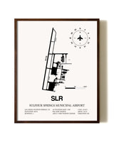 Sulphur Springs Municipal Airport aviation print in walnut frame