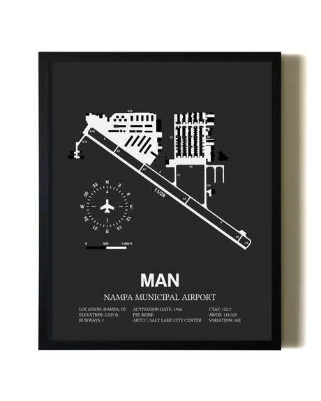 Unframed Nampa Municipal Airport map print poster