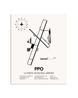Gray La Porte Municipal Airport framed poster displayed in an airplane hangar