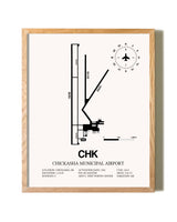 Chickasha Municipal Airport framed print in natural wood frame