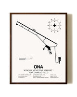 Winona Municipal Airport / Max Conrad Field aviation print in walnut frame